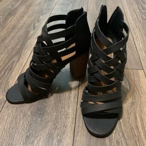 Black strappy heels